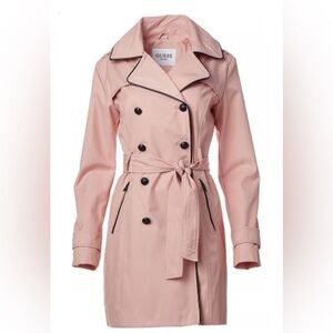 GUESS Women's Pink Trench Coat with Hood & Belt. Only worn once. Size Small